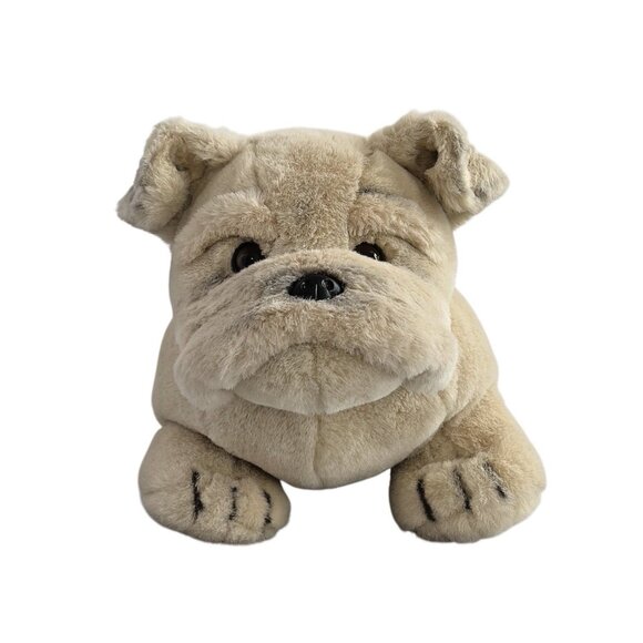 Russ Yomiko Bulldog Stuffed Animal Dog Plush Toy 15"x8" Long Tan Glass Eyes - Picture 1 of 10